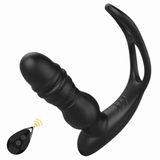 Prostate Massager 7 Thrusting & 7 Vibrating Dual Cock Ring Male Anal Toy