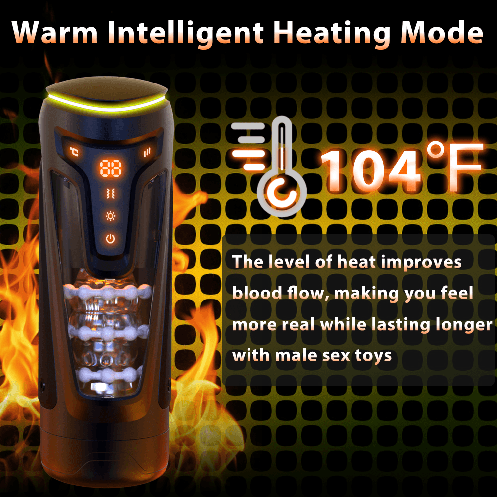 Male Masturbators Cup with 9 Vibrating & 8 Thrusting & 2 Heating Modes