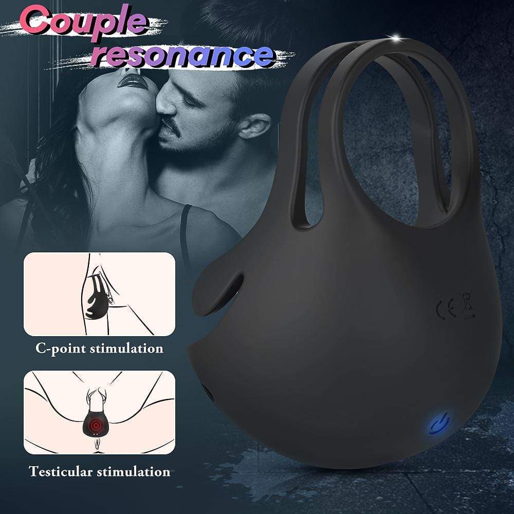 S-HANDE 1.29-Inch 9-Speed Vibrating Penis Ring with Testicles Teaser