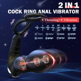 2 In 1 8 Thrusting 8 Vibration Cock Ring Anal Vibrator