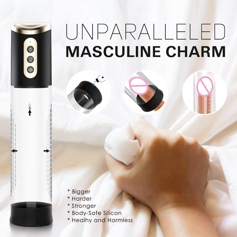 2 in 1 Four Sucking Transparent Penis Enlargement Pump with Lifelike Sleeve