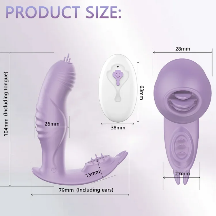 3-in-1 Remote Control Tongue-licking Panty Vibrator