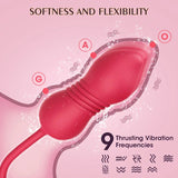 Rose Vibrator for Woman - 3 in 1 Clitoral Stimulator Tongue Licking Thrusting G Spot Dildo Vibrator with 9 Modes