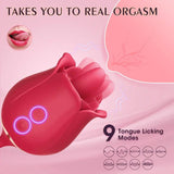 Rose Vibrator for Woman - 3 in 1 Clitoral Stimulator Tongue Licking Thrusting G Spot Dildo Vibrator with 9 Modes