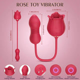 Rose Vibrator for Woman - 3 in 1 Clitoral Stimulator Tongue Licking Thrusting G Spot Dildo Vibrator with 9 Modes