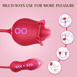 Rose Vibrator for Woman - 3 in 1 Clitoral Stimulator Tongue Licking Thrusting G Spot Dildo Vibrator with 9 Modes