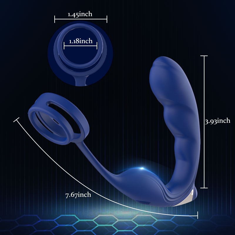 9 Frequency Vibrating Prostate Massager Double Cock Ring IPX6 Waterproof