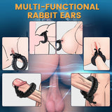 Bunny Boy-Separable Rabbit Rocker 10 Vibrating Cock Ring for Couple Play