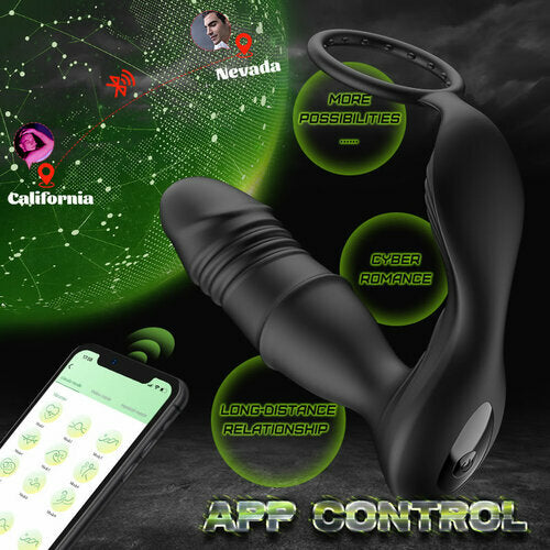 Mason-APP Controller & 9-Telescopic Vibration & Cock Rings Prostate Massager
