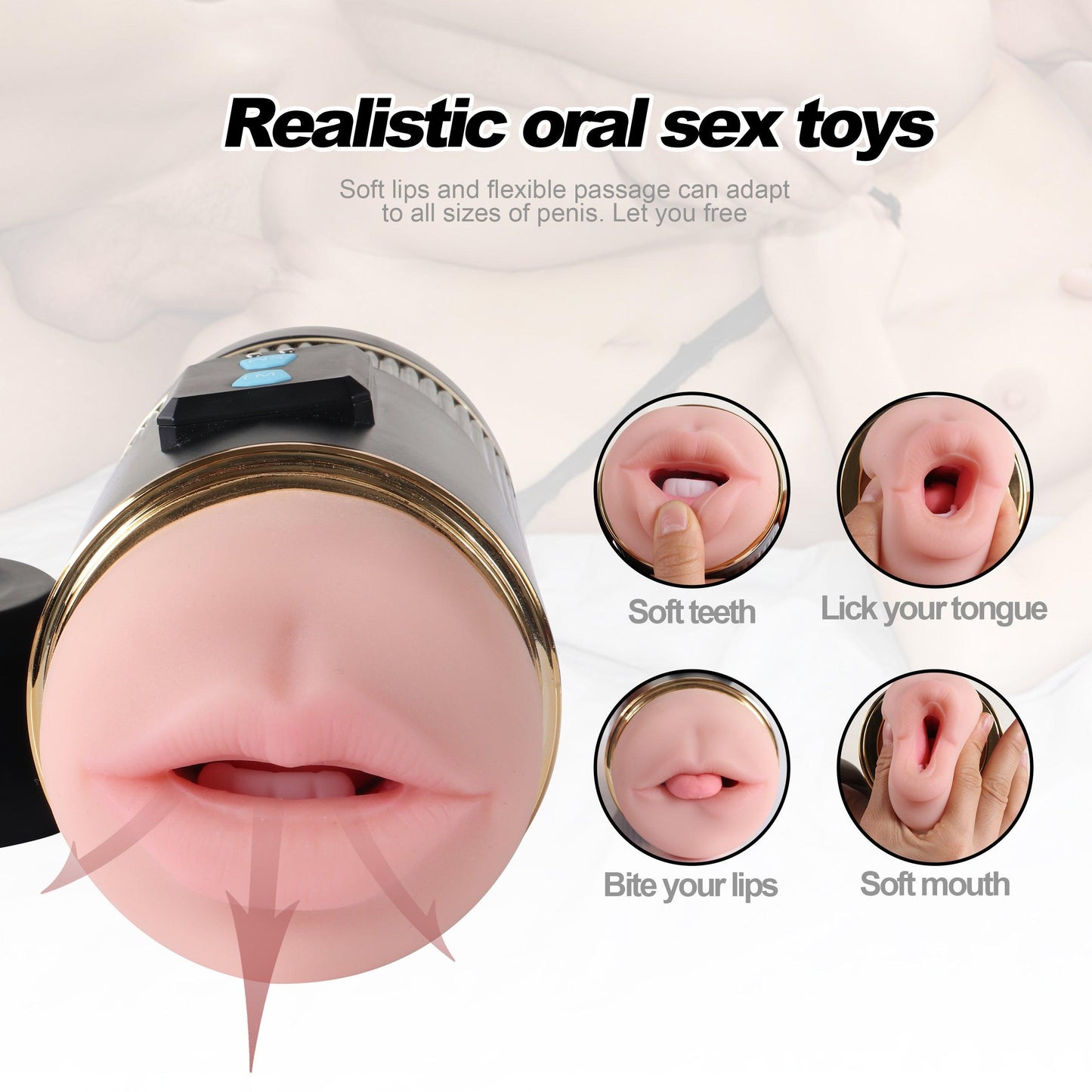 Kay Dual Channels 2in1 Lifelike 7 Frequency 3 Speed Male Masturbator Realistic Dual Channels