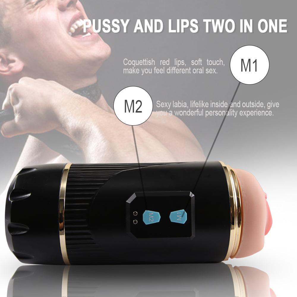 Kay Dual Channels 2in1 Lifelike 7 Frequency 3 Speed Male Masturbator Realistic Dual Channels