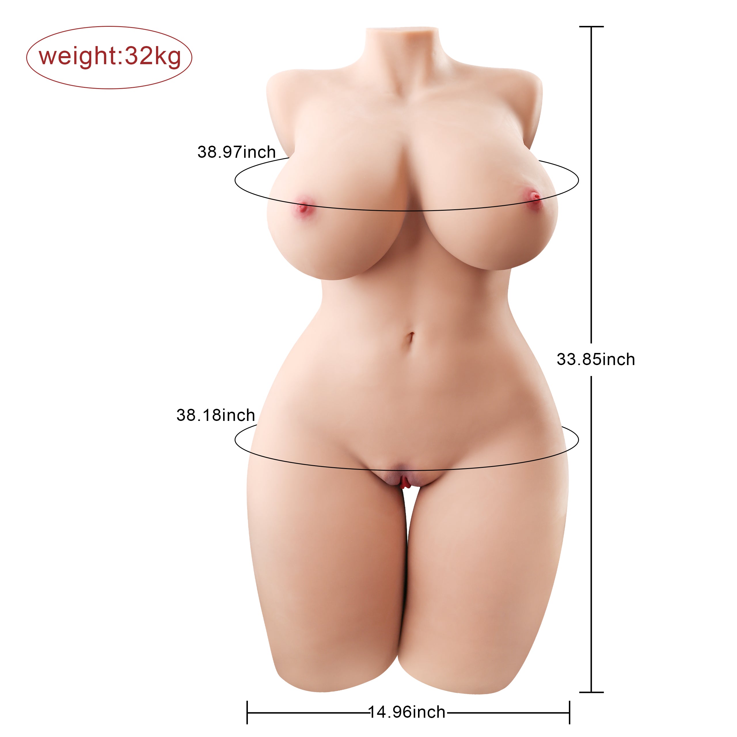 Propinkup Realistic Sex Doll - Mona Full Body 3D Texured Vigana Lifelike Peach Breast Dual Channels