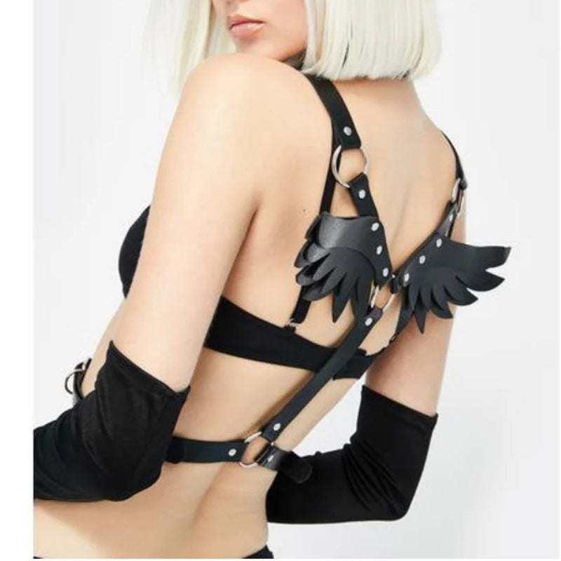 Cosplay Angel's Wings Cross Dressing PU leather Erotic Training