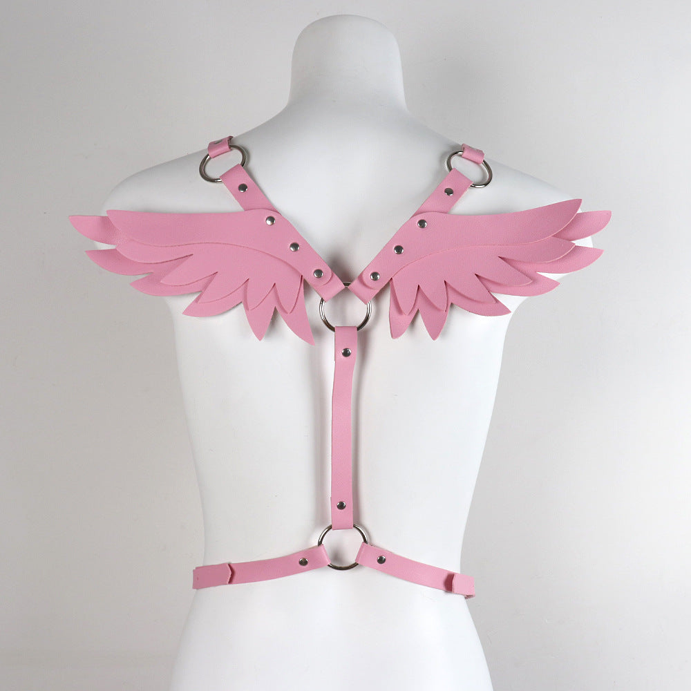 Cosplay Angel's Wings Cross Dressing PU leather Erotic Training