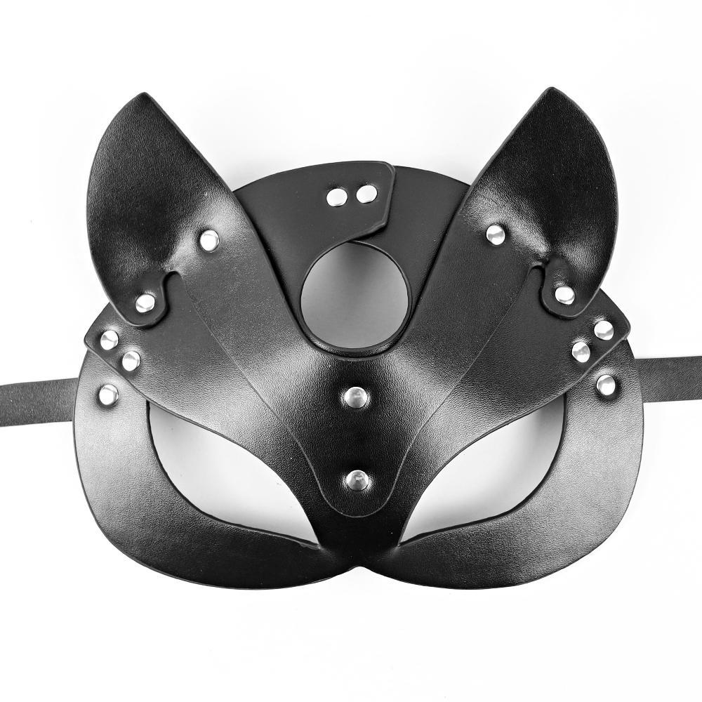 Cosplay Face Mask Fox Bunny Cat PU leather Rivet Punk Style