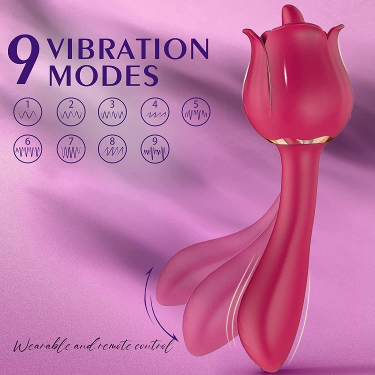 Rose Vibrator with 9 Licking & 9 Vibration for female G-Spot Clit Vibrators