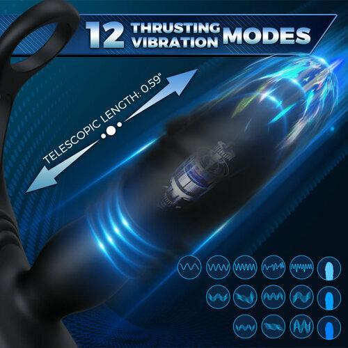 SAUL Glans 3 Thrusting & 12 Vibrating Cock Rings Prostate Massager